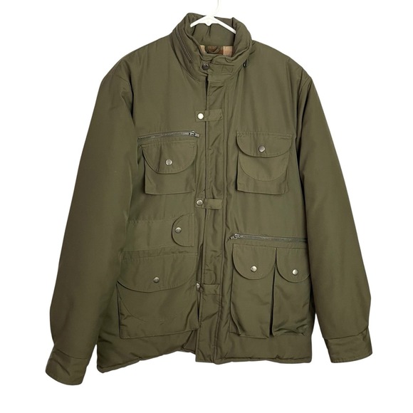 Vintage Sears Fieldmaster‎ Chore Barn Coat Mens L Tall Green Full Zip Pockets
